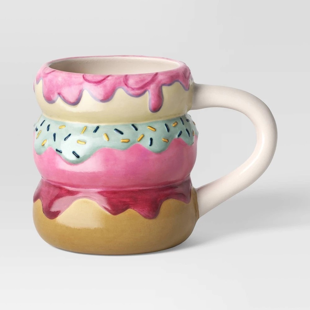 Room Essentials Earthenware Donut Mug 16oz Donut Stack Microwave Dishwasher Safe